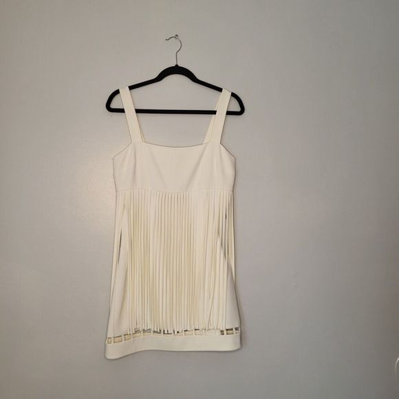 NEW $650 Alexis SASKIA Alabaster Sleeveles Mini Fringe Dress Sz M Bridal Wedding - Picture 11 of 16